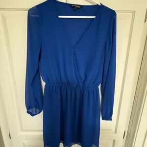 Express Women's Blue Dress with sheer sleeves Size S